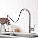 HOMY Kitchen Faucets with Pull Down Sprayer, SUS304 Stainless Steel Brushed Nickel, Hot & Cold Water Kitchen Sink Faucet with Two-function Nozzle, Single Handle Kitchen Faucet with Sprayer