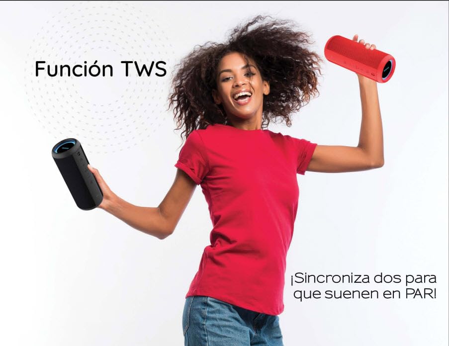 Aiwa Bocina Portatil Bluetooth AW-KF4 20W RMS Portátil con Luces LED, Batería Recargable, Resistente al Agua y Polvo, Conectividad USB/AUX/Bluetooth, Sonido Potente para Viajes y Hogar