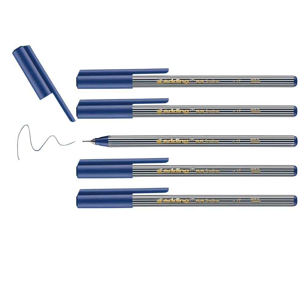 edding 55 - fineliner - steelblue - 10 pens - 0.3 mm nib - colour pen for writing, drawing, underlining, illustrating - for children and adults, at school and in the home or office