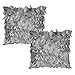 WOMHOPE 2 Pack - 3D Solid Satin Flower Leaves Square Throw Covers Pillowcase Bed Sofa Couch Cushion Pillowcase Arts Decorative Cover Wedding Throw Pillow Covers (Grey)