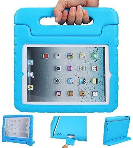 iPad cases, ANZOL lightweight shockproof cover case with handle stand for kids for Apple iPad 2 / iPad 3 / iPad 4(Blue)