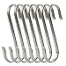 RuiLing 6-Pack Size X-Large Flat S Hooks Heavy-Duty Genuine Solid 304 Stainless Steel S Shaped Hanging Hooks,Kitchen Spoon Pan Pot Hanging Hooks Hangers Multiple uses.