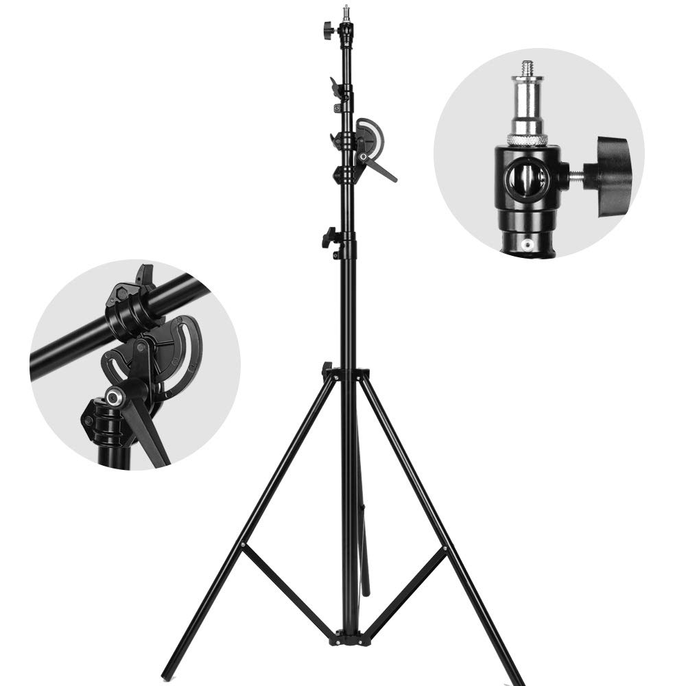 CONXTRUE Max 13.2ft/400cm Two Way Adjustable Photo Studio Light Stand with 6.2ft/190cm Boom Arm and Sandbag, Aluminum Alloy Rotable Tripod for Studio Outdoor Photography Portrait Video