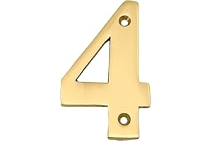 A10SHOP Doris 3-Inch Solid Brass-Polished Finish, Mailbox Address Numbers, House Numbers For Outside House Door Number, House Number Plaque (Number 4)