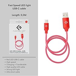 FLOATING GRIP LED USB C Charging Cable, 0.5M/1.5FT
