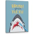 Amazon.com: PHAMTE Kids Bathroom Wall Art, Brush Your Teeth Sign, Shark ...