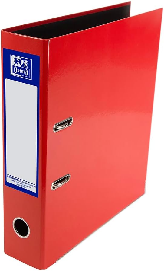 Oxford Premium A4 Lever Arch File Red Single Folder Heavy Duty 70mm Spine