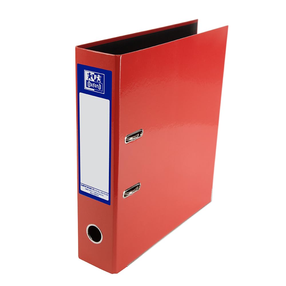 Oxford Premium A4 Lever Arch File, Red Single Folder, Heavy Duty