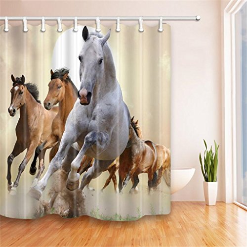 Bathroom Accessories Mould Proof Curtains Shower Curtains Waterproof Creative Polyester 3d Digital Printing Patterns Partition Curtains Animal Series Horses Plastic Hanging Ring Hook 180 210cm Buy Online In Dominica At Dominica Desertcart Com