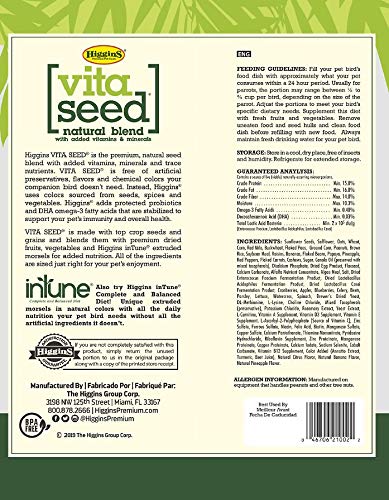 HIGGINS 2 PACK OF VITA SEED NATURAL BLEND PARROT FOOD, 5 POUNDS EACH