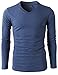 H2H Mens V-Neck Long Sleeve Light Weight T-Shirts - Slim Fit Comfortable DARKBLUE US M/Asia L (KMTTL0374)