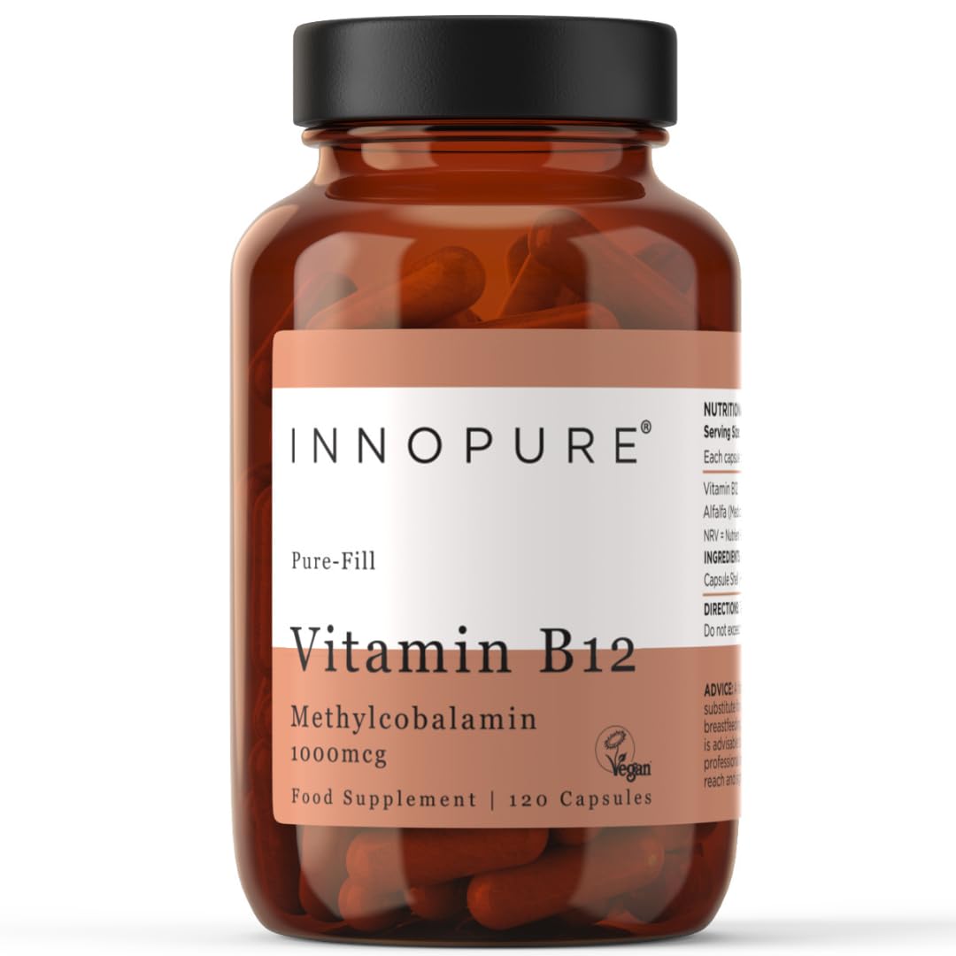 INNOPURE Vitamin B12 Methylcobalamin 1000mcg (No Fillers or Binders) Pure-Fill Supplement 120 Capsules - 4 Month Supply