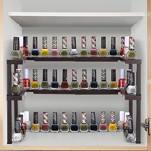 CAXXA Metal Expandable and Stackable Spice Rack,Pantry Kitchen Cabinet Spice Organizer, BRONZE - Thumbnail 4