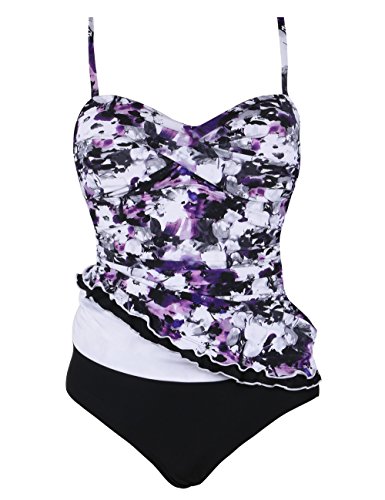 image for Hilor Women's One Piece Swimsuits Tummy Control Swimwear Ruffle Swimdr