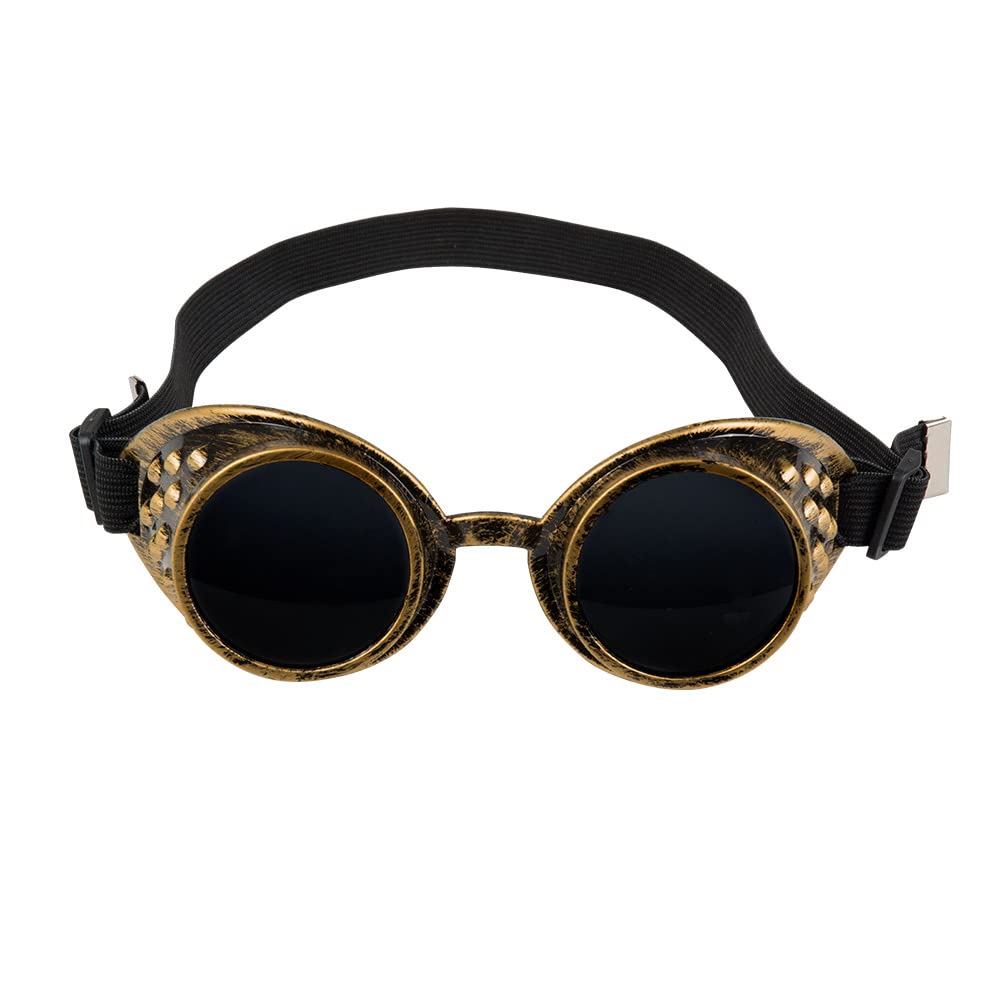 Boland 54503 Steampunk Glasses, Plastic, Rubber Band, Dark Lenses, Adjustable Size, Accessory, Carnival, Halloween, Theme Party
