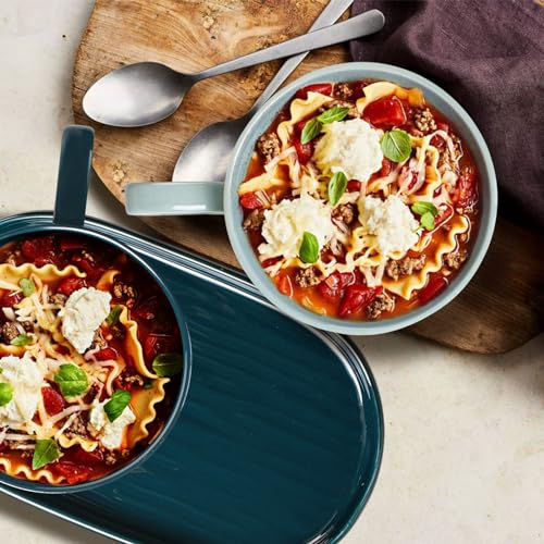 Artena Solid Soup and Sandwich Plate Combo, 16 oz Soup Bowls/Mugs/Cups with  Handles in Ceramic Plate