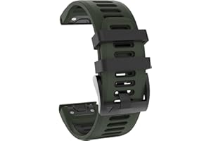 OVERSTEP Compatible with Fenix 6X Watch Band 26mm QuickFit Silicone Strap for Garmin Fenix 7X/Fenix 6X Pro/Fenix 5X/Fenix 5X Plus/Descent Mk2, Mk2i Smartwatch(Army Green-Black)
