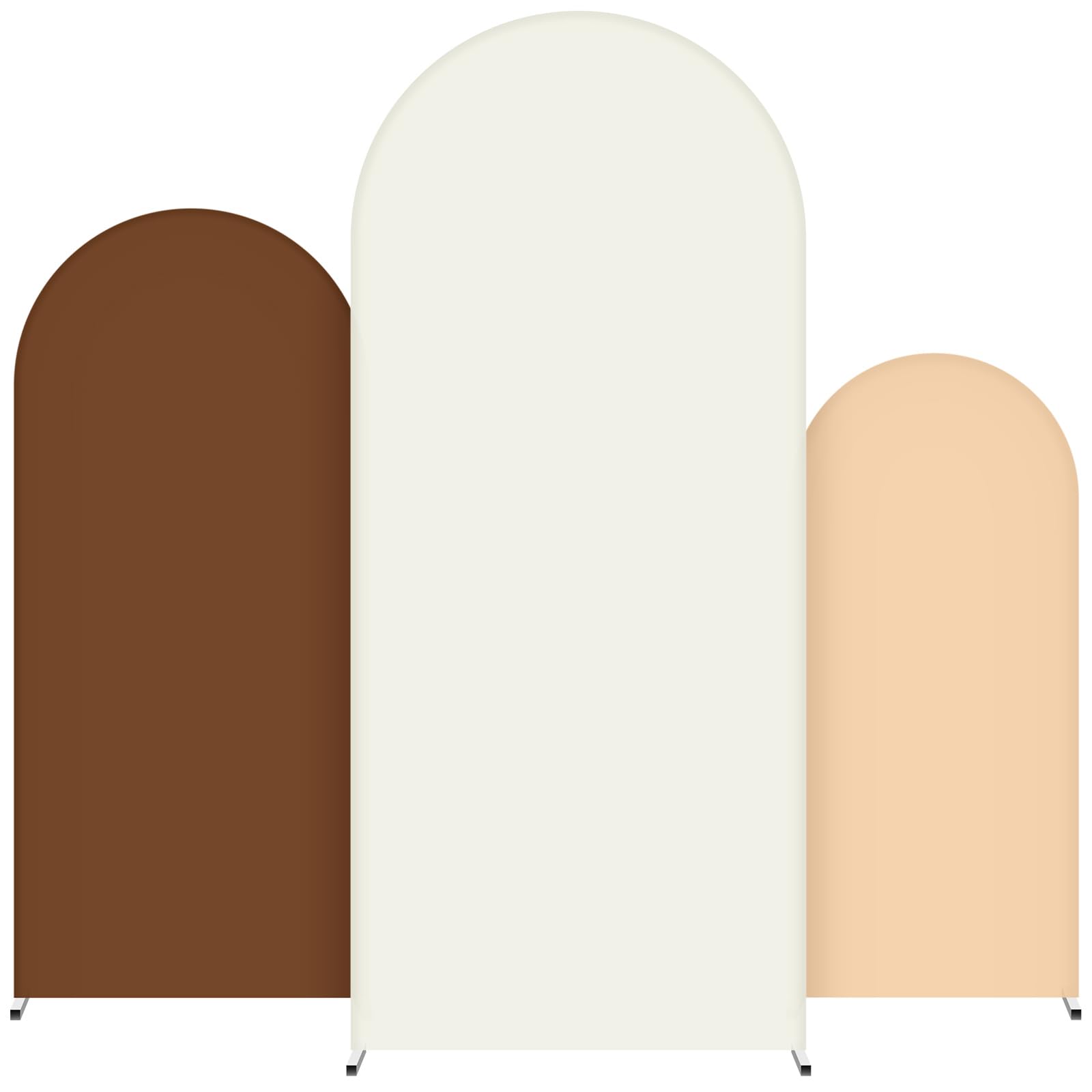Photo 1 of SmoothNovelty Set of 3 Wedding Arch Cover 4ft/5ft /6ft Spandex Fitted Wedding Arch Stand Covers 2 Sided Round Top Backdrop for Birthday Party Baby Shower Ceremony Banquet(Beige, Brown, White)