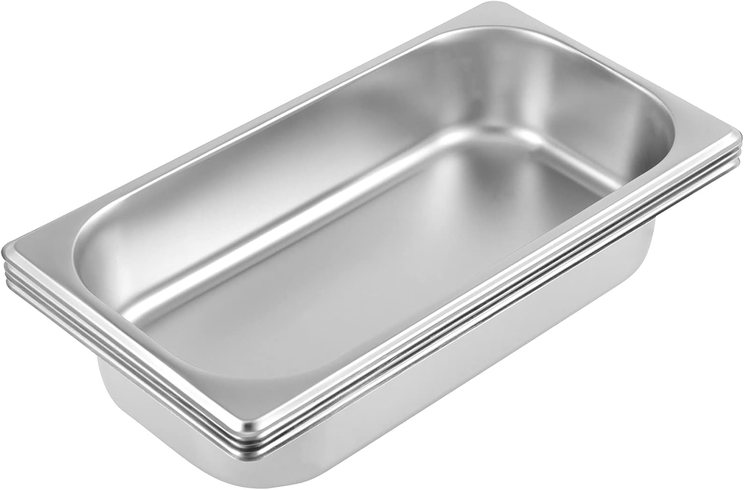 HAKZEON 4 Packs 13 x 10 x 4 Inches Stainless Steel Food Pan, Steam Table Water Pan, Catering Supplies Hotel Pans for Food Warmer, Buffet Server, Restaurants, Parties, Events, Silver