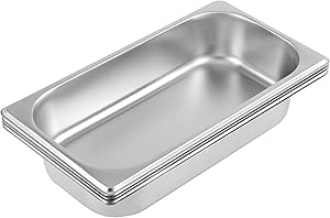 HAKZEON 4 Packs 13 x 10 x 4 Inches Stainless Steel Food Pan, Steam Table Water Pan, Catering Supplies Hotel Pans for Food Warmer, Buffet Server, Restaurants, Parties, Events, Silver