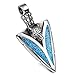 Wolf Necklace for Men or Women - Cool Arrowhead Steel Pendant Amulet - Simulated Turquoise - 18 Inch