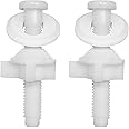 2 Pack Universal White Plastic Toilet Seat Screws Replacement, Toilet Seat Hinges Bolts and Nuts For Top Mount Toilet lid Fas