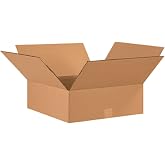 BOX USA 17176 Flat Corrugated Cardboard Box 17" L x 17" W x 6" H, Kraft, For Shipping, Packing and Moving (Pack of 20)
