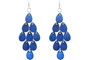 Jules D. Layered Dangling Shell Disc Beads Earring Handmade Multi Colorful Orange Red Blue Drop Chandelier Earring for Women Girls