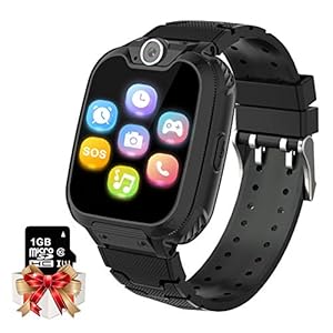 Kids-Game-Smartwatch-MP3-Player-Music-Watch-1GB-Micro-SD-Included-Touch-Screen-2-Way-Call-SOS-Alarm-Clock-Games-Camera-Wrist-Watch-for-Boys-Girls-Holiday-Birthday-Toys-Gifts-Black Kids Smart Watch, Smart Watch for Kids with Music Player, 16 Games, Calculator, 2 Way Call, SOS, Alarm, Camera, Kids…