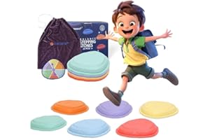makarci Stepping Stones for Kids,6pcs Toddler Sensory Toys Kids Coordination & Motor Skills Play Indoor and Outdoor,Durable and Nonslip Rubber Rim Balance Stones for Kids Aged 3+, Obstacle Course
