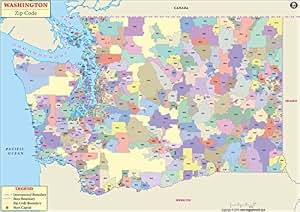 Amazon.com : Washington zip code map (36"W x 25"H) : Office Products