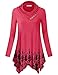 Handkerchief Tunic Top for women, SeSe Code Junior Chic Floral Swing Plus Size Long Sleeve Sweatshirt Cotton Casual Wear Loose Hispter Thermal Curvy Utility Cozy Casual Long Tunic Shirt Stylish Red Xl