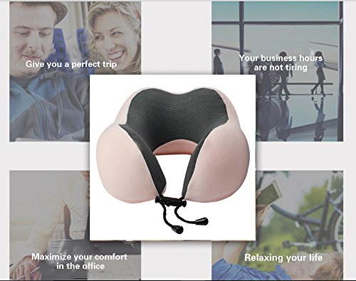 Travel Pillow - Memory Foam Neck Pillow with 360 Head & neck Support Comfortable For Long Flight, Airplane, Train, Reading, Working, Ergonomically (Pink2) - Thumbnail 2