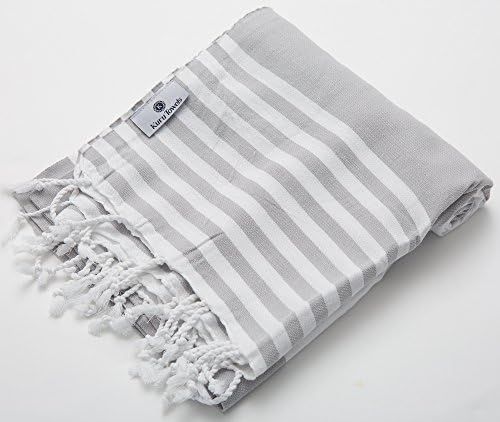 Kuru Towels - Turkish Beach Towels - 100% Cotton Premium Quality Multipurpose Peshtemal for Fast Drying &amp; Easy Storage. Great for Travel, Spa, Pools, Bath and Gym - Poolside Grey