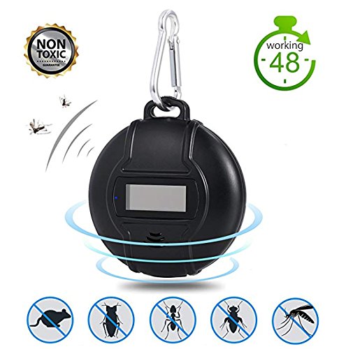 MOORAY Portable Ultrasonic Outdoor Mosquito Repellent Micro USB Powered Pest Repellent for Home Insect with Built-in Compass Repeller (Black2)