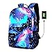 FLYMEI Galaxy Backpack, Anime Luminous Backpack with USB Port, Lightweight Travel Backpack for Boys/Girls, 15.4 Inch Laptop Bag for Work