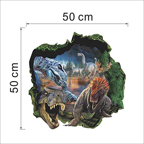 3D Dinosaurs Through The Wall Stickers Jurassic Park Home Decoration. Diy Cartoon Boys Kids Room Dec - //coolthings.us
