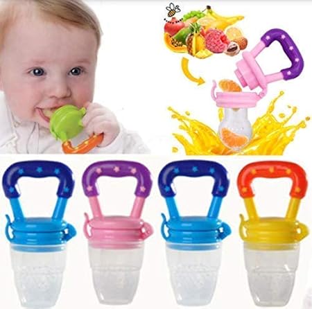 Toyboy Babys BPA-Free Silicone Food Nibbler for Fruit and Veggie with Handle (Multicolour, 6-12