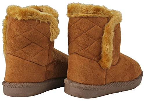 Baby Girls Toddler Warm30F Tan Slouch Buttons/Sweater Knit Faux Fur Lined Soft Sole Infant Boots-4