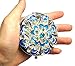 Ivenf Blue Royal Antique Flower Round Vintage Compact Metal Purse Mirror, Wedding / Thanksgiving / Christmas Gift