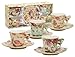 Gracie China Rose Chintz 2-Ounce Porcelain Espresso Cup and Saucer with Butterfly Handles, Set of 4