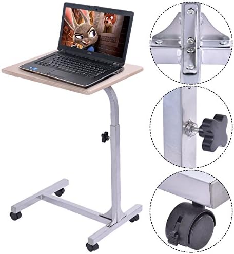 New Stronger Easy Mobility Adjustable Wood Wheels Laptop Notebook Desk Table Stand Holder Swivel Home Office