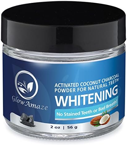 GlowAmaze Activated Coconut Teeth Whitening Charcoal Powder - Pure & Safe Natural Whitening - Excellent For Teeth & Gum Health - Strengthens Enamel & Improves Mouth Health - 2 fl oz / 59 ml (2 oz)