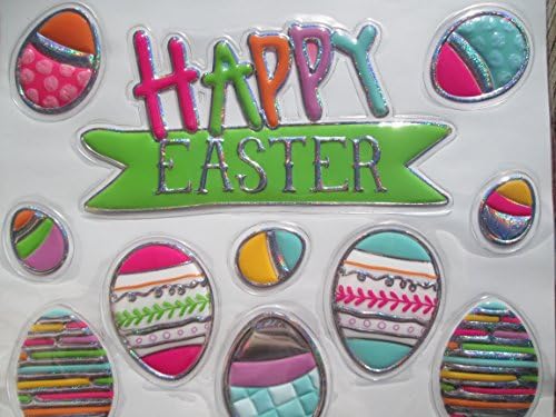 Happy Easter Sign &amp; 10 Eggs Bling clings-2 sets