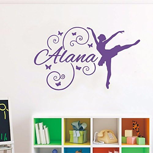 Charming Personalized Ballerina Butterflies Name Monogram Girls Bedroom Nursery Vinyl Wall Decal Graphics Bedroom Home Decor-You choose name and color