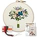 Akacraft Unfinished Embroidery Starter Kit, Cotton Fibric with Water Soluble Pattern, 6 inch Plastic Embroidery Hoop, Color Threads, and Needles, Handy Bouquet Series-Mixed Flowers
