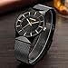 Tonnier Mens Watch Black&Golden Stainless Steel Ultrathin Mesh Strap Watch for Men