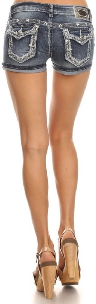 Denim Couture - Rhinestone Embellished Denim Shorts