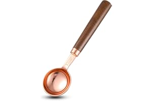 Andibro Stainless Steel Coffee Measuring Spoon,1Pcs Retro Rose Gold Coffee Scoop with Brown Walnut Handle 15ML 1TBSP for Ground Coffee Coffee Beans Tea (15ml)