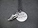 SOLE SISTER Necklace - Pewter Running Shoe Charm with Hand Stamped Round Nickel Silver Charm on 18 inch Gunmetal Chain - Handmade Runner Jewelry